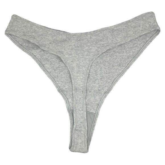 SKIMS Cotton Jersey Dipped Thong - Size 3X - Light Heather Gray - Picture 4 of 7